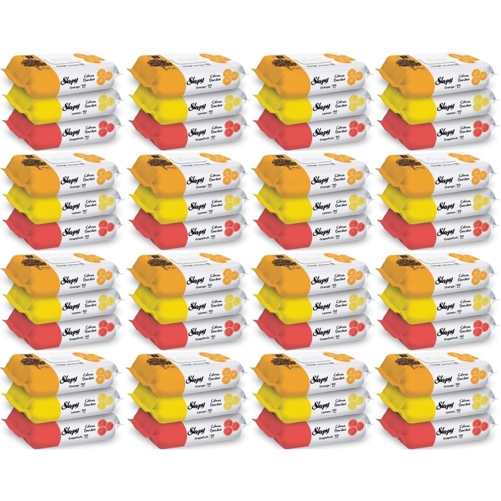 Sleepy Islak Havlu Mendil Meyve Çeşitleri 90 Yaprak (48 Li Set) Plastik Kapaklı (Citrus Garden)