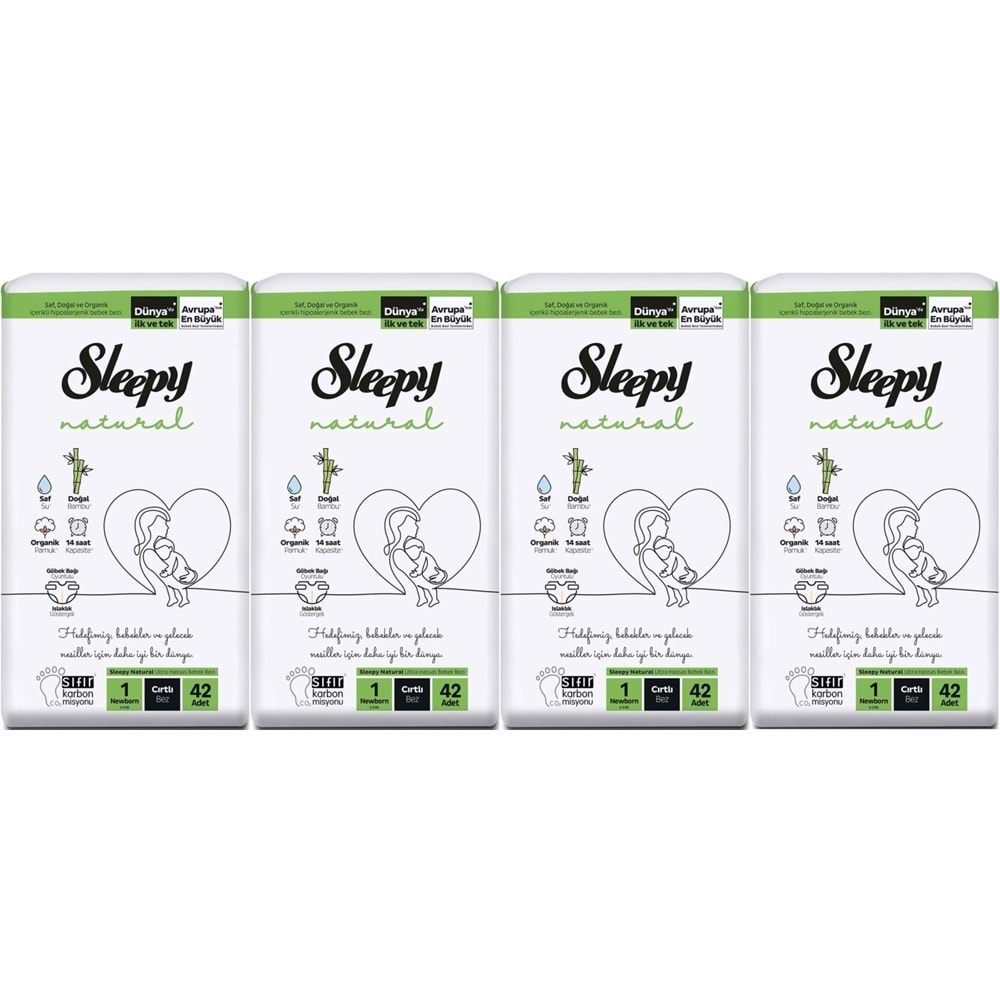 Sleepy Bebek Bezi Natural Beden:1 (2-5KG) Yeni Doğan Newborn 168 Adet Jumbo Pk (4PK*42)