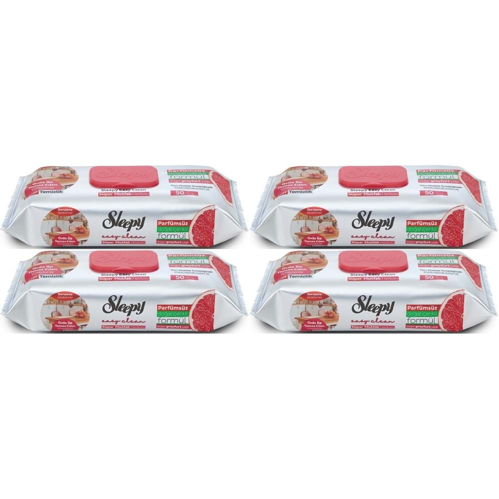Sleepy Easy Clean Yüzey Temizlik Mutfak Havlusu-Mendili 50 Yaprak Greyfurt Yağlı (4Lü Set) 200 Yprk