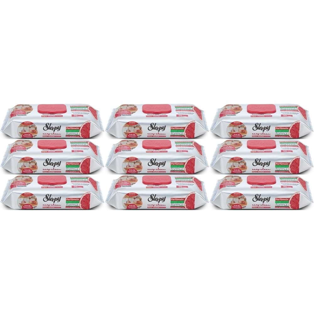 Sleepy Easy Clean Yüzey Temizlik Mutfak Havlusu-Mendili 50 Yaprak Greyfurt Yağlı (9Lu Set) 450 Yprk