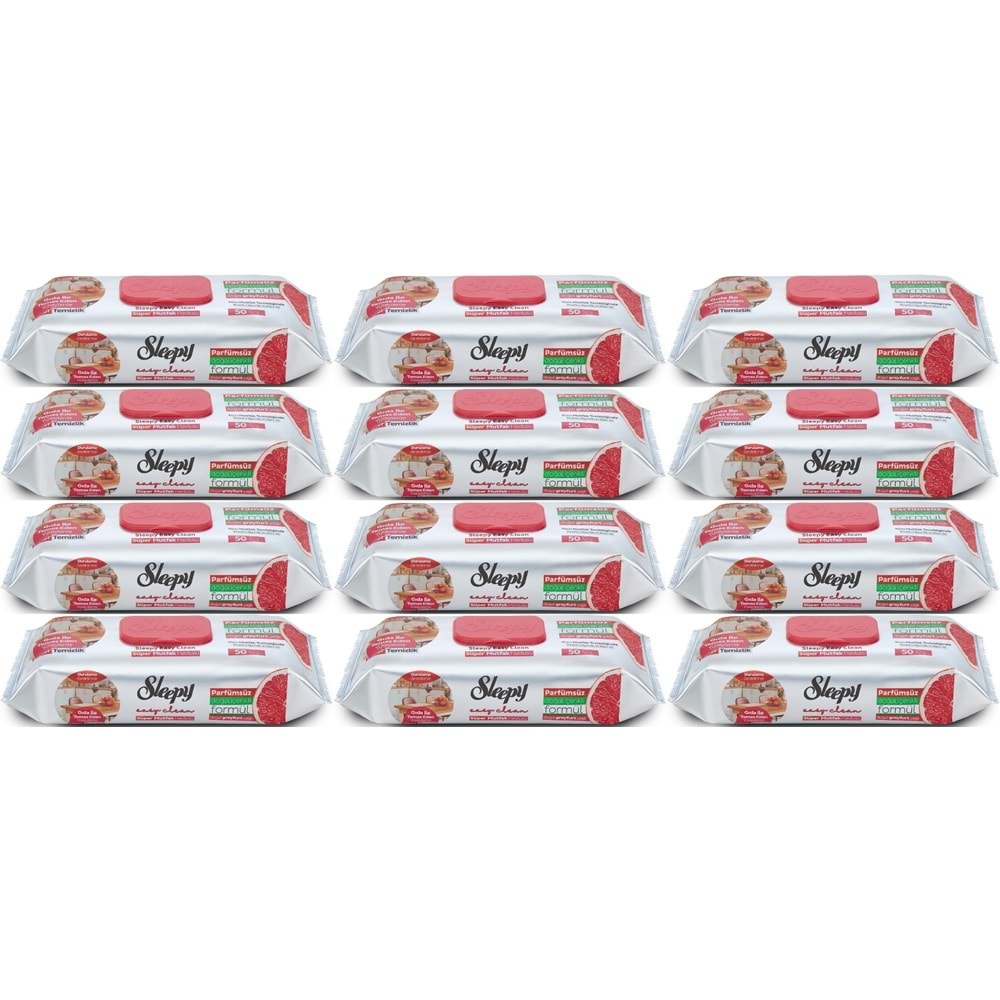 Sleepy Easy Clean Yüzey Temizlik Mutfak Havlusu-Mendili 50 Yaprak Greyfurt Yağlı (12Li Set) 600Yprk