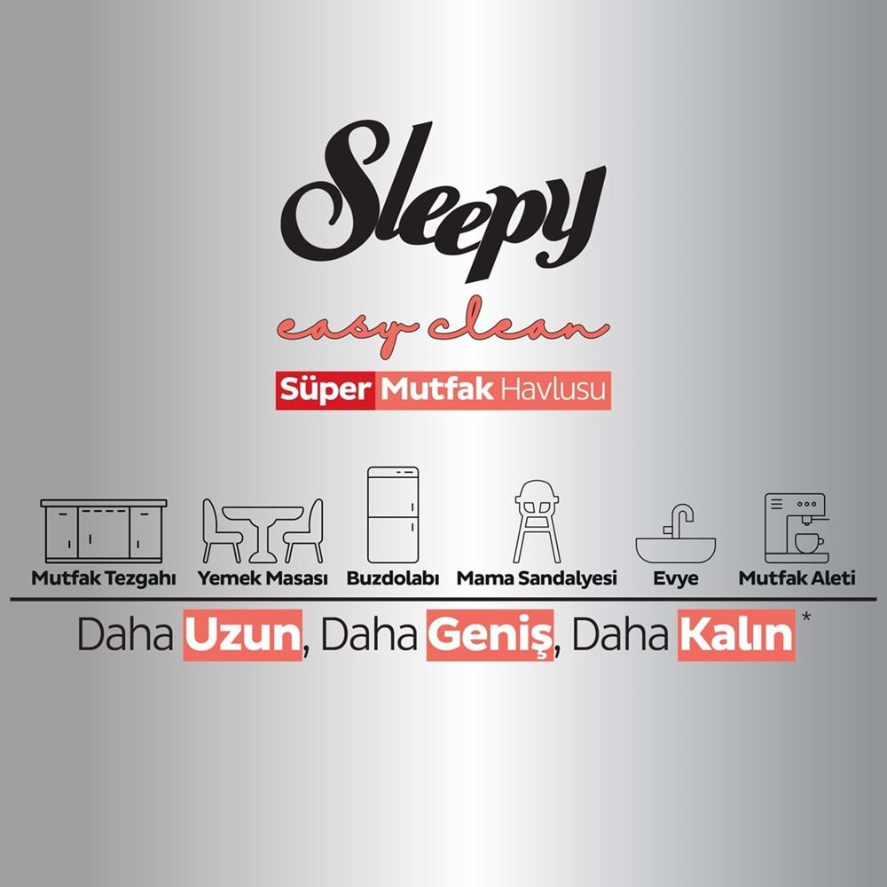 Sleepy Easy Clean Yüzey Temizlik Mutfak Havlusu-Mendili 50 Yaprak Greyfurt Yağlı (12Li Set) 600Yprk