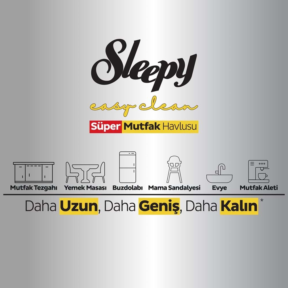 Sleepy Easy Clean Yüzey Temizlik Mutfak Havlusu -Mendili 50 Yaprak Limon Yağlı (4Lü Set) 200 Yaprak