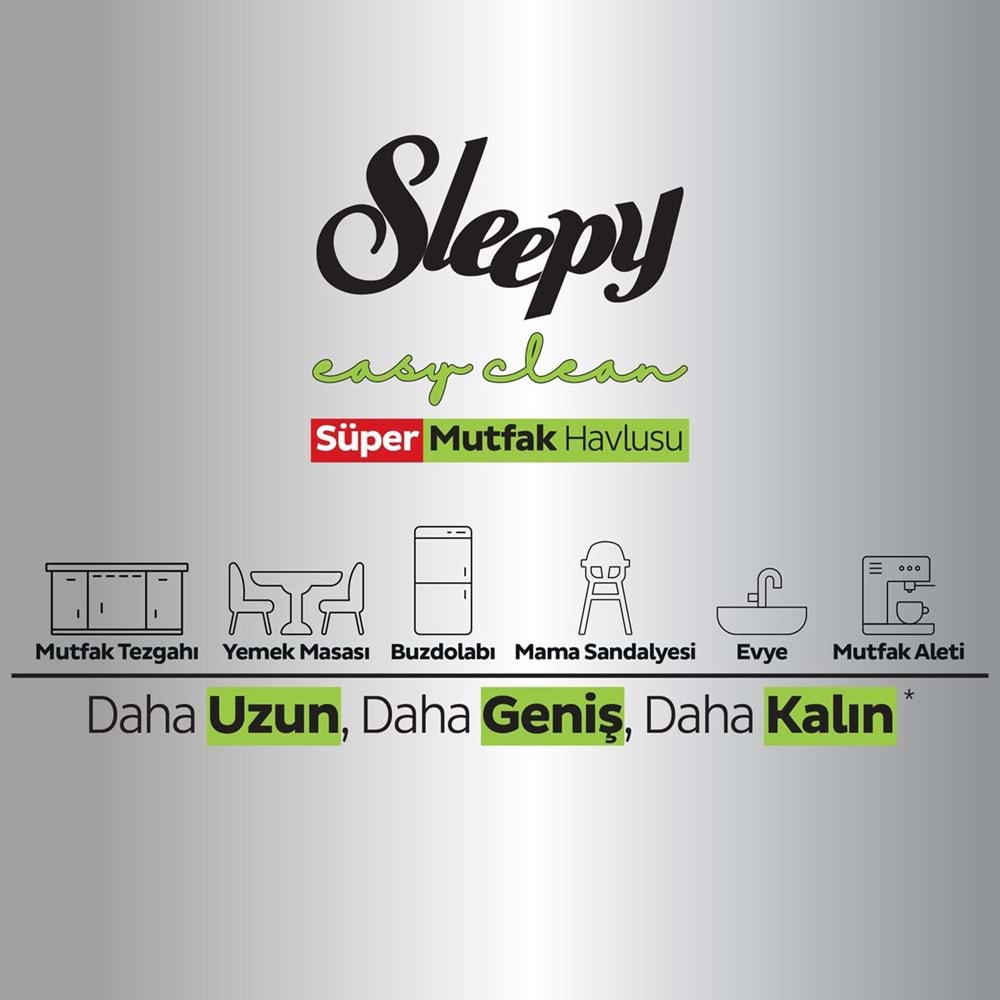 Sleepy Easy Clean Yüzey Temizlik Mutfak Havlusu -Mendili 50 Yaprak Bergomot Yağlı (2Li Set) 100Yprk