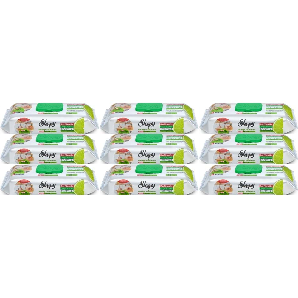 Sleepy Easy Clean Yüzey Temizlik Mutfak Havlusu -Mendili 50 Yaprak Bergomot Yağlı (9Lu Set) 450Yprk
