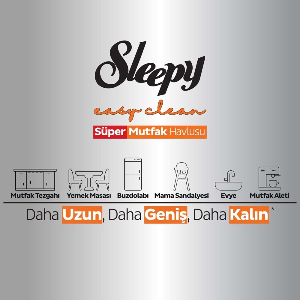 Sleepy Easy Clean Yüzey Temizlik Mutfak Havlusu -Mendili 50 Yaprak Portakal Yağlı (2Li Set) 100Yprk