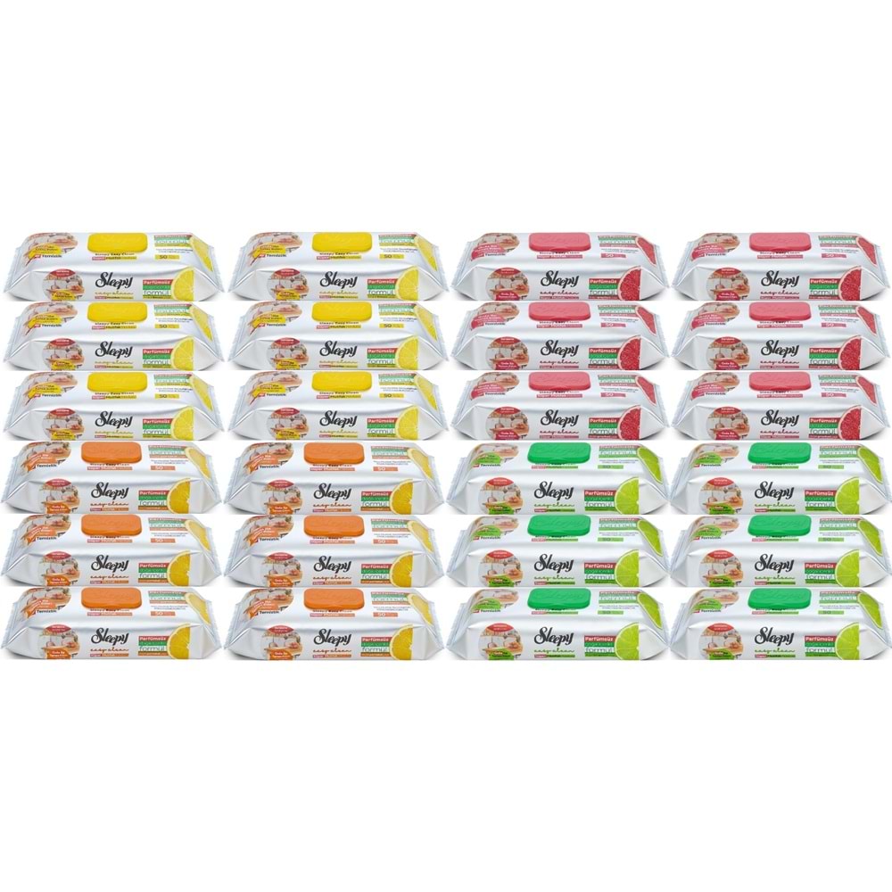 Sleepy Easy Clean Yüzey Temizlik Mutfak Havlusu - Mendili 50 Yaprak Karma (24 Lü Set)