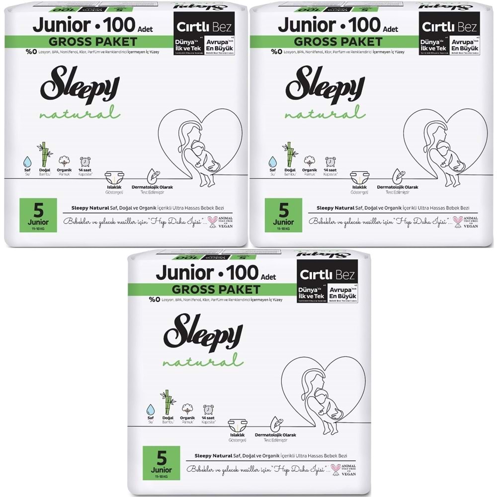 Sleepy Bebek Bezi Natural Beden:5 (11-18KG) Junior 234 Adet Aylık Ultra Pk