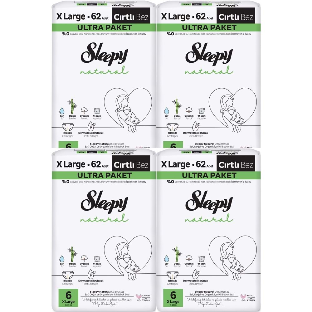 Sleepy Bebek Bezi Natural Beden:6 (15-25KG) Extra Large 248 Adet Avantaj Ultra Pk