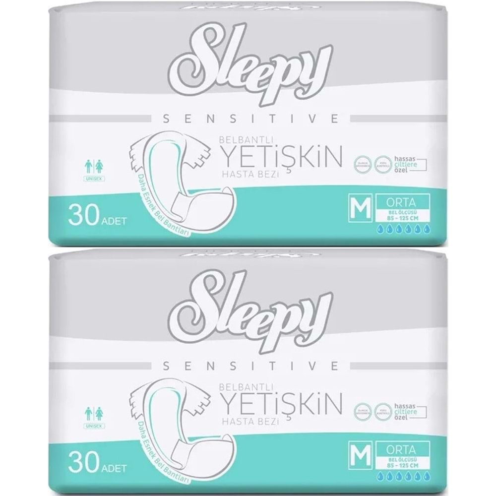 Sleepy Yetişkin Hasta Bezi Bel Bantlı M - Orta - Medium 60 Adet (2PK*30)