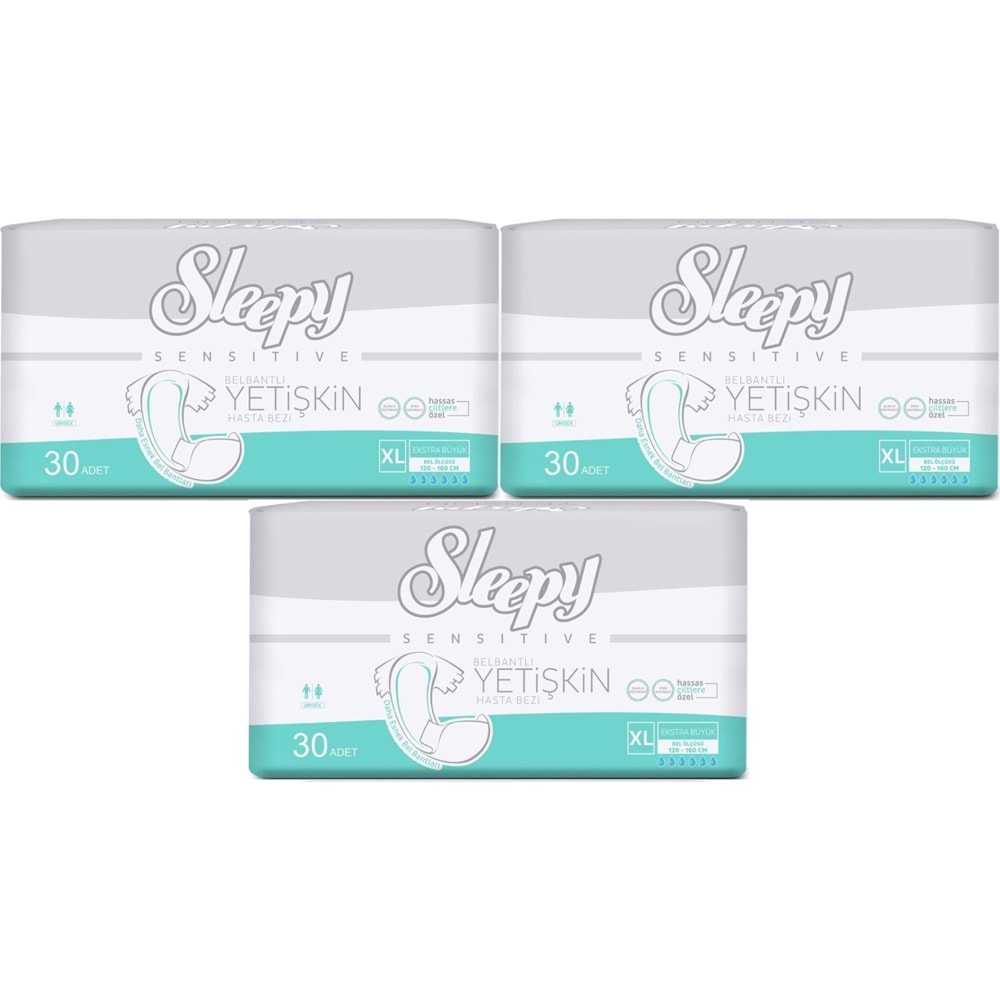 Sleepy Yetişkin Hasta Bezi Bel Bantlı XL - Extra Large - Ekstra Large 90 Adet (3PK*30)