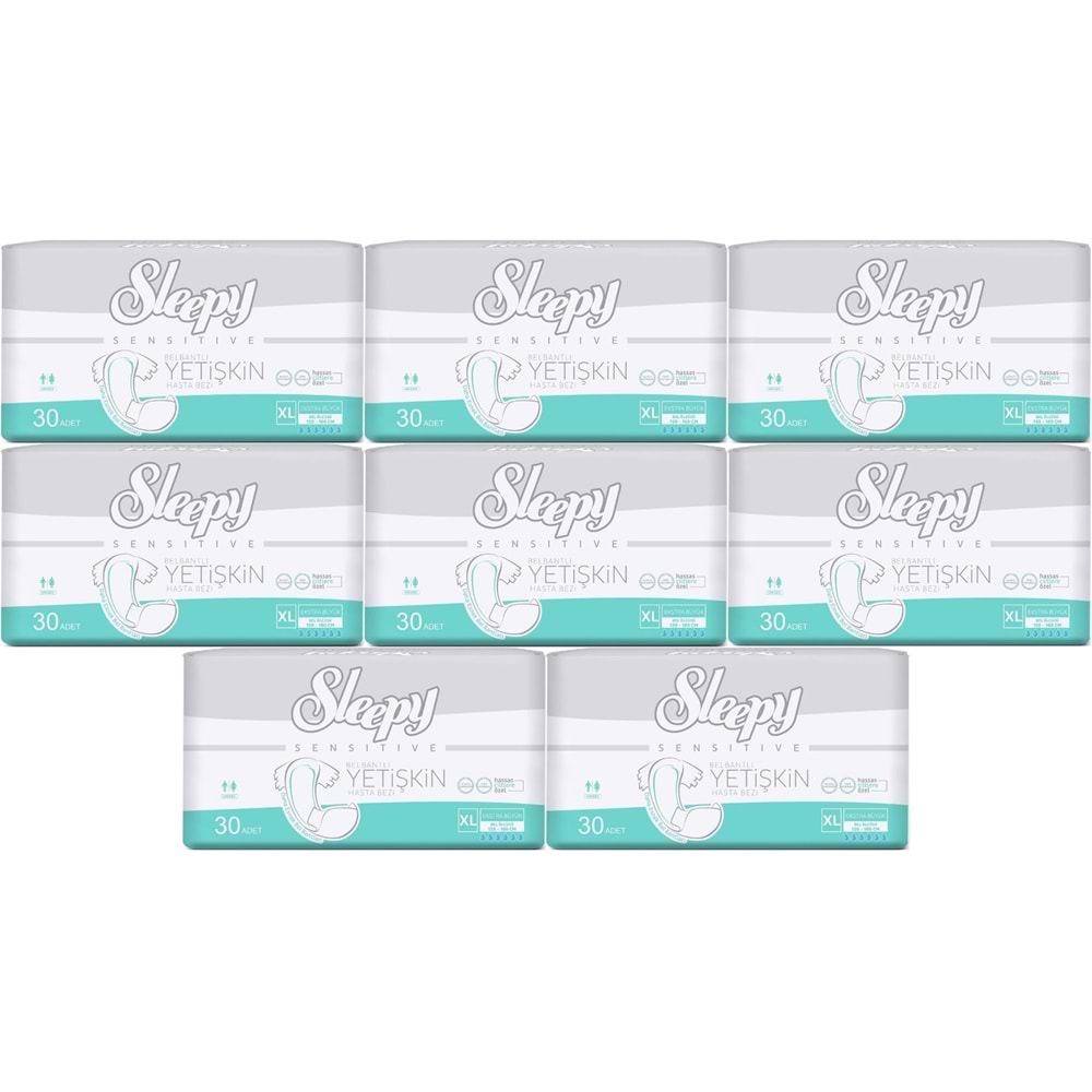 Sleepy Yetişkin Hasta Bezi Bel Bantlı XL - Extra Large - Ekstra Large 240 Adet (8PK*30)