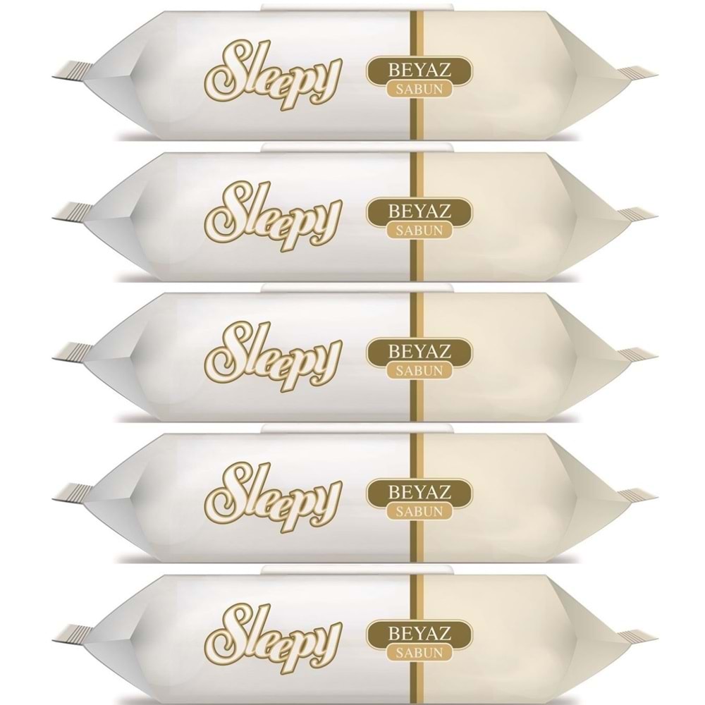 Sleepy Islak Havlu Mendil 90 Yaprak (5 Li Set) Beyaz Sabun Kokulu Plastik Kapaklı (450 Yaprak)