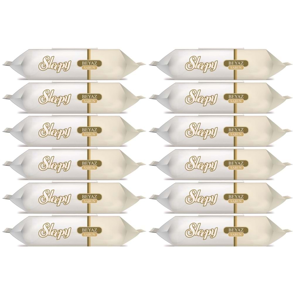 Sleepy Islak Havlu Mendil 90 Yaprak (12 Li Set) Beyaz Sabun Kokulu Plastik Kapaklı (1080 Yaprak)
