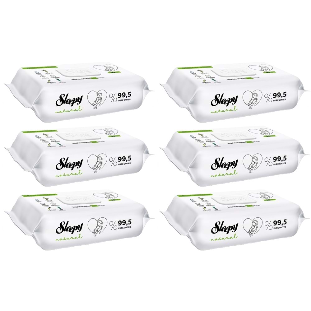 Sleepy Islak Havlu Mendil 90 Yaprak Natural Yenidoğan 6 Lı Set 540 Yaprak Plastik Kapaklı