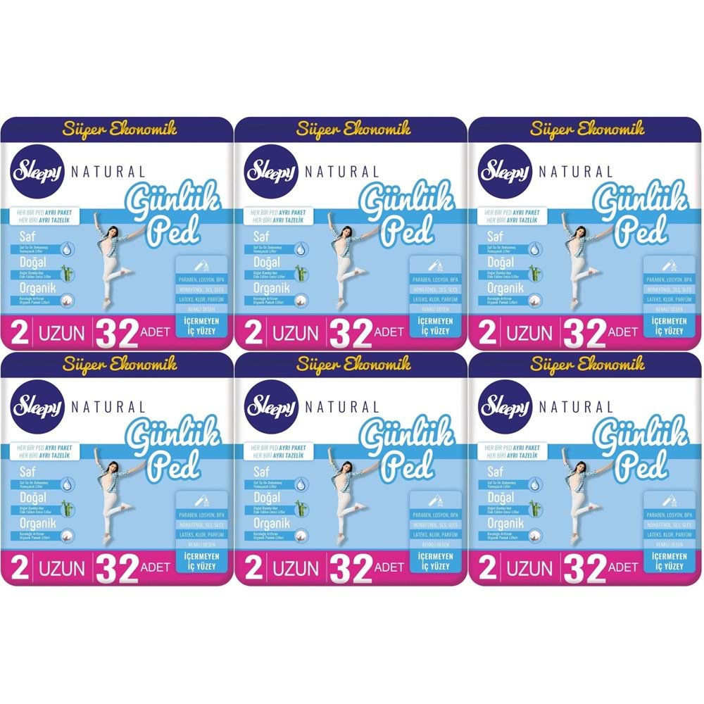 Sleepy Natural Günlük Ped Uzun 192 Adet Süper Ekonomik Pk (6PK*32)