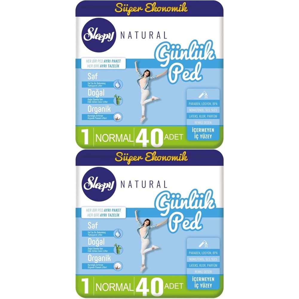 Sleepy Natural Günlük Ped Normal 80 Adet Süper Ekonomik Pk (2PK*40)
