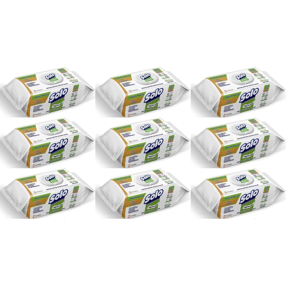 Solo Yüzey Temizlik Havlusu - Mendili 100 Yaprak Beyaz Sabun Ferahlığı (9 Lu Set) 900 Yaprak