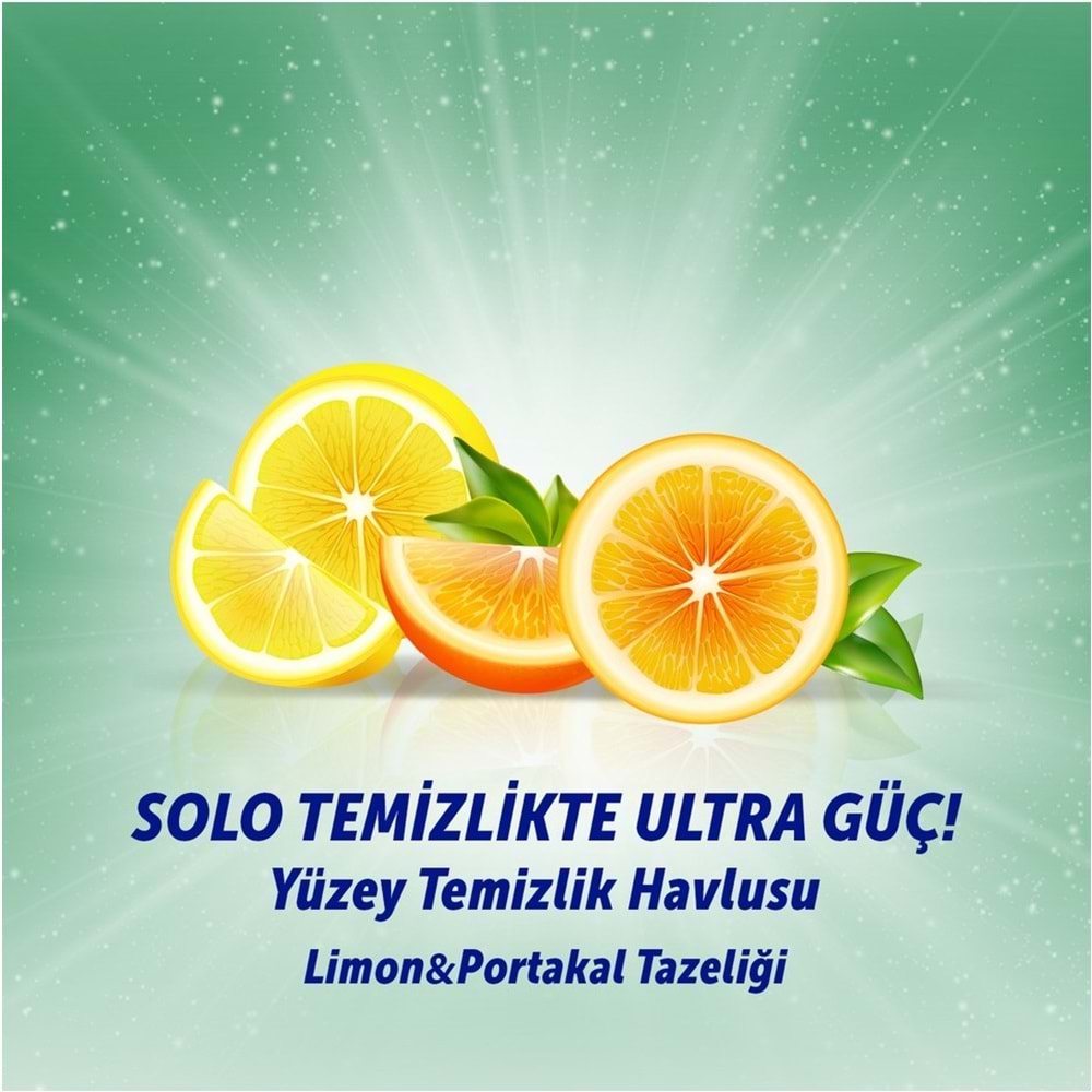 Solo Yüzey Temizlik Havlusu - Mendili 100 Yaprak Limon & Portakal Tazeliği (2 Li Set) 200 Yaprak