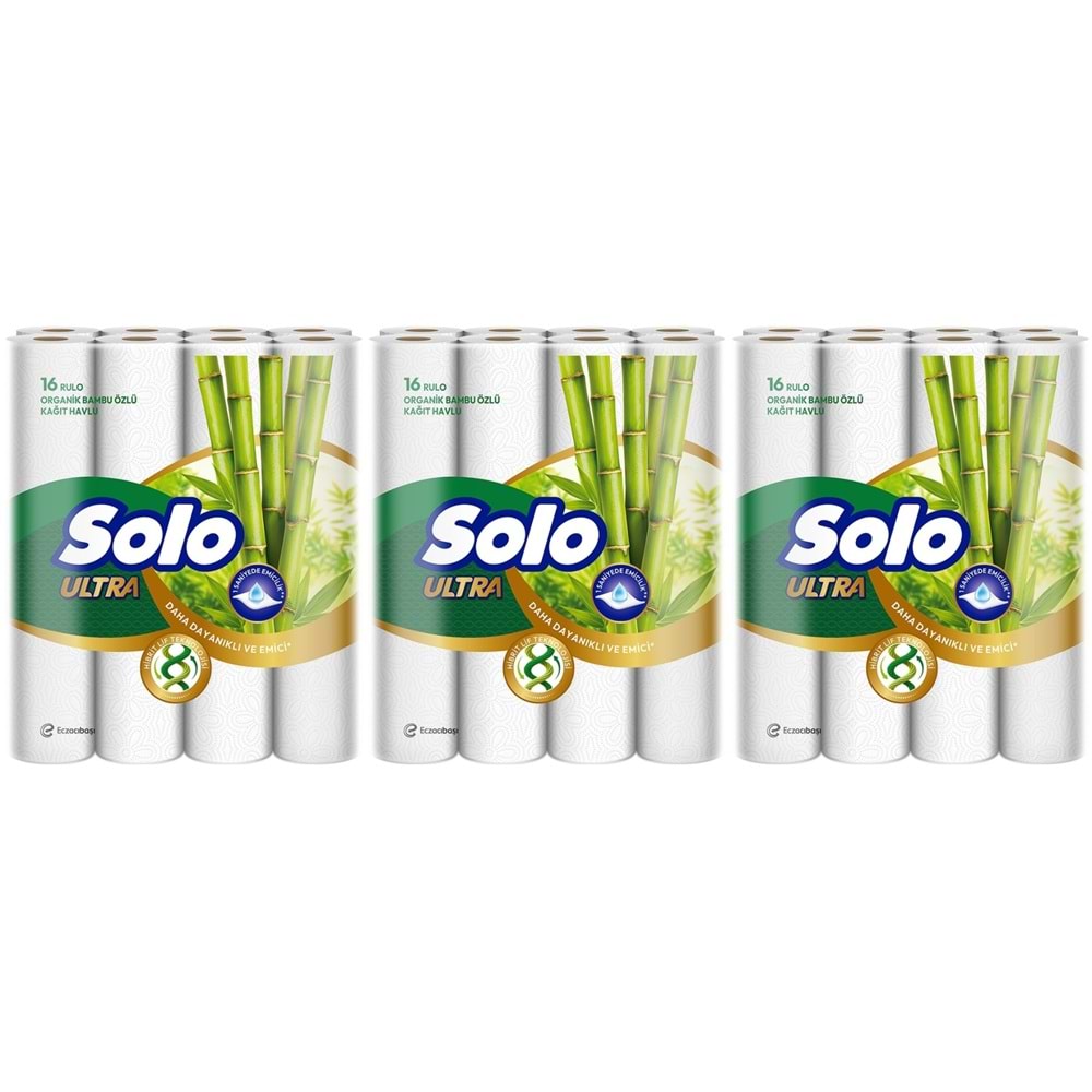 Solo Ultra Kağıt Havlu 48 Li Paket Rulo Organik Bambu ve Pamuk Özlü (Dev Ekonomik Pk) (3PK*16)
