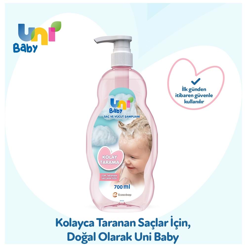Uni Baby (3 Lü Avantaj Set) Bebek Şampuan 900ML+ Kolay Tarama Şampuanı 700ML+ Saç Tarama Sprey 200ML