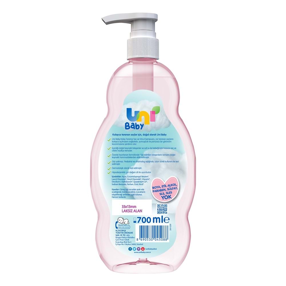 Uni Baby (3 Lü Avantaj Set) Bebek Şampuan 900ML+ Kolay Tarama Şampuanı 700ML+ Saç Tarama Sprey 200ML