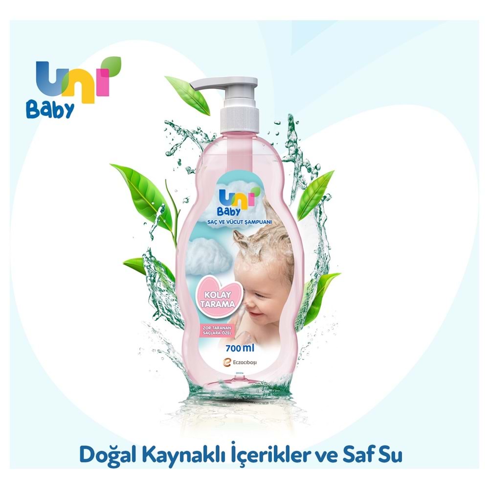 Uni Baby (3 Lü Avantaj Set) Bebek Şampuan 900ML+ Kolay Tarama Şampuanı 700ML+ Saç Tarama Sprey 200ML