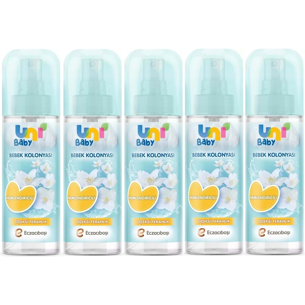 Uni Baby Bebek Kolonyası 150ML Nemlendiricili/Çiçeksi Ferahlık (5 Li Set)