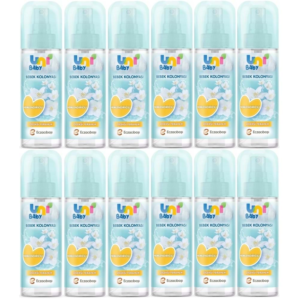 Uni Baby Bebek Kolonyası 150ML Nemlendiricili/Çiçeksi Ferahlık (12 Li Set)