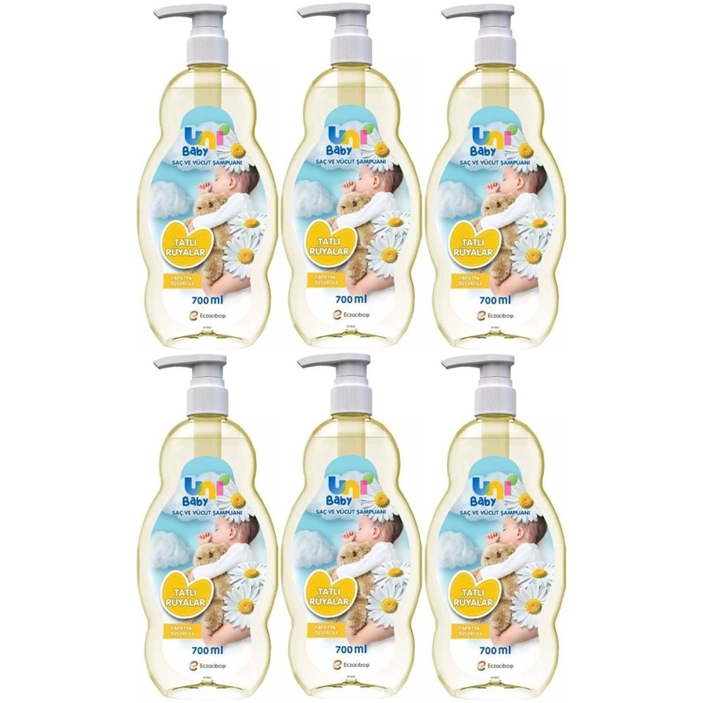 Uni Baby Bebek Şampuanı 700ML Tatlı Rüyalar (Pompalı) (6 Lı Set)