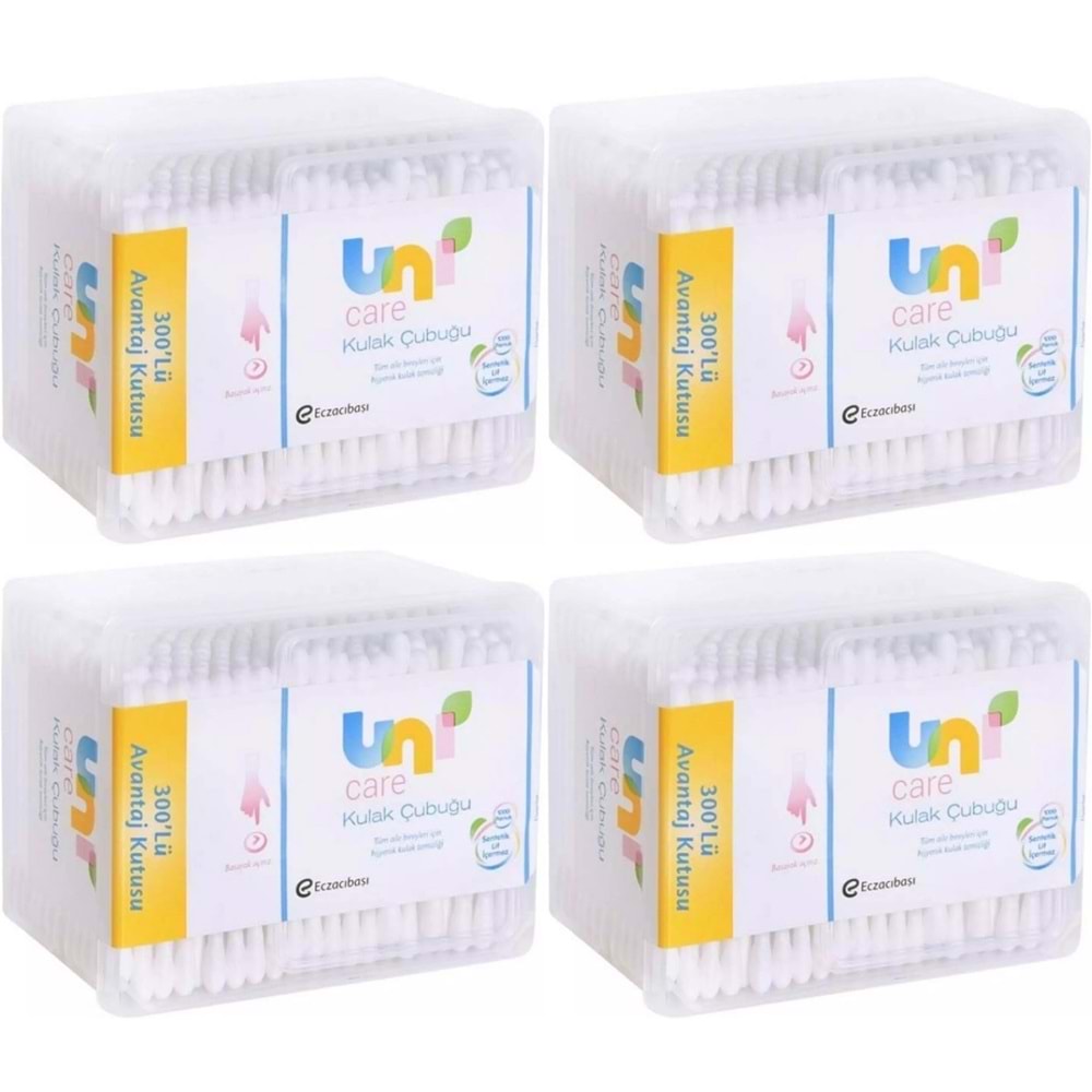 Uni Baby Kulak Temizleme Çubuğu 300 Adet Avantajlı Kutu (4 Lü Set)