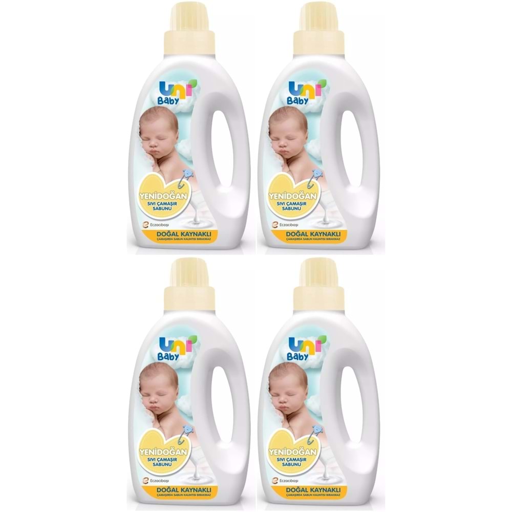 Uni Baby Yeni Doğan Çamaşır Deterjanı/Sabunu 1500ML (Sarı) (4 Lü Set)