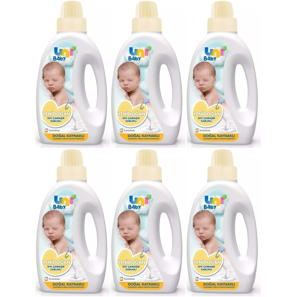 Uni Baby Yeni Doğan Çamaşır Deterjanı/Sabunu 1500ML (Sarı) (6 Lı Set)