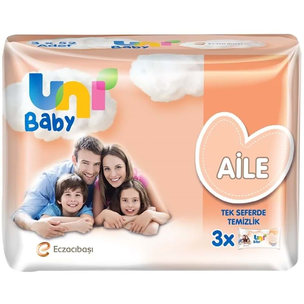 Uni Baby Islak Havlu Mendil Aile 52 Yaprak (9 Lu Set) 468 Yaprak (3PK*3)