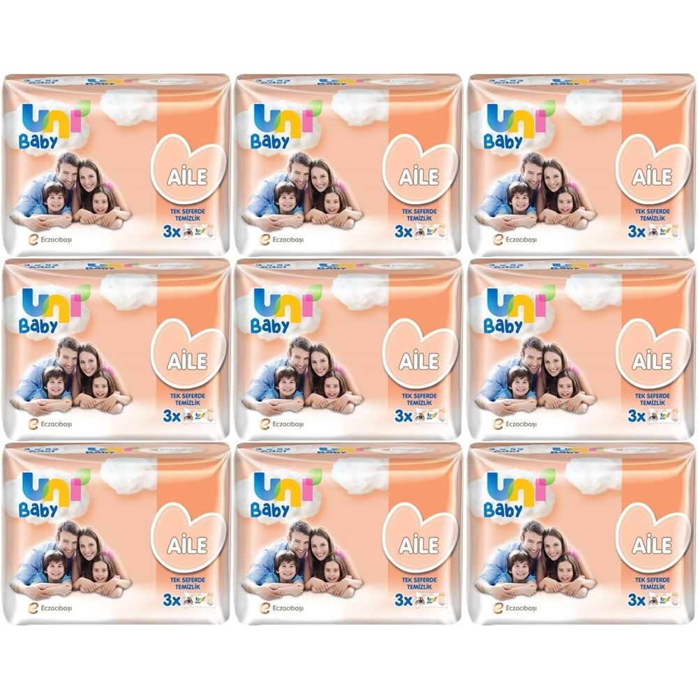 Uni Baby Islak Havlu Mendil Aile 52 Yaprak (27 Li Set) 1404 Yaprak (9PK*3)