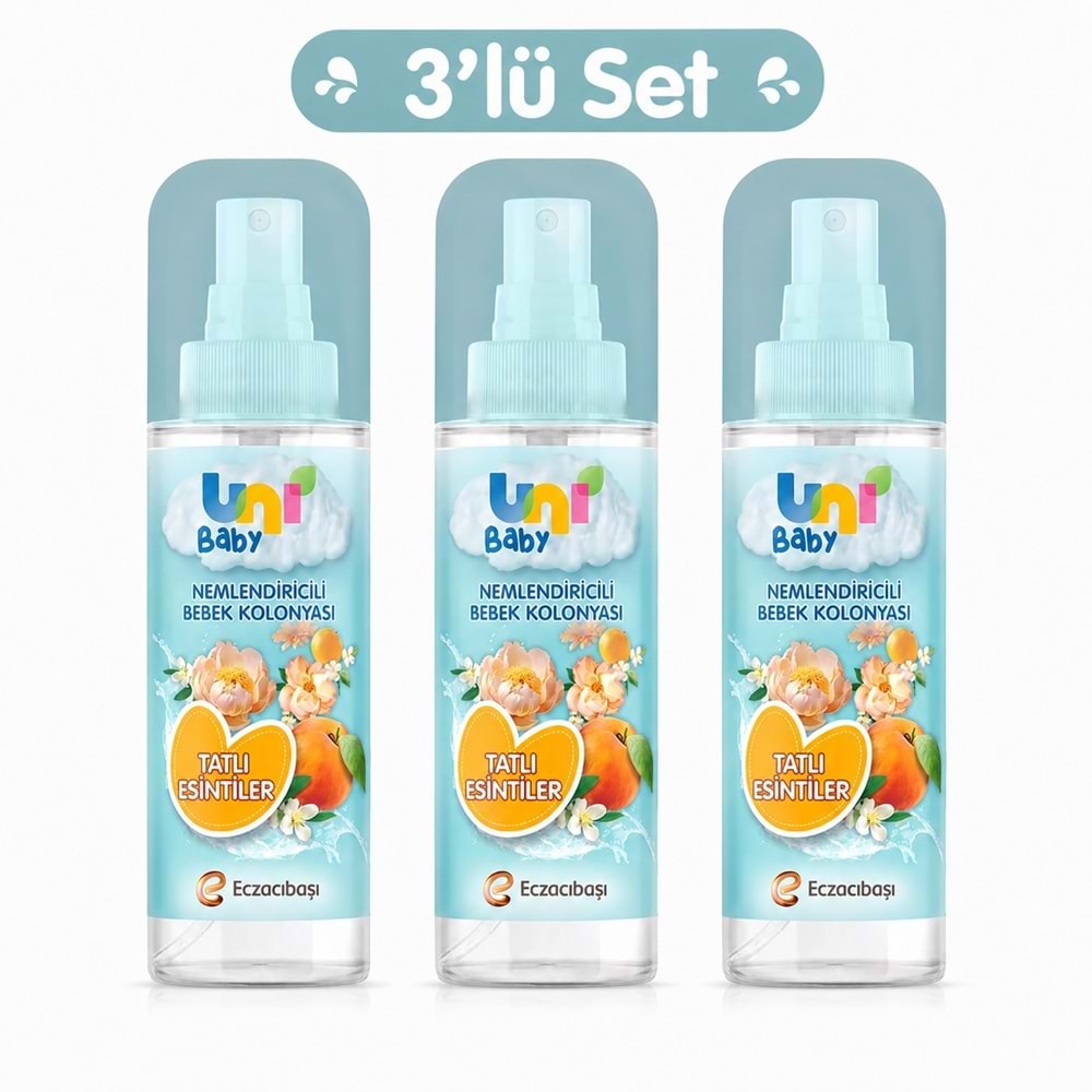 Uni Baby Bebek Kolonyası 150ML Nemlendiricili - Tatlı Esintiler (3 Lü Set)