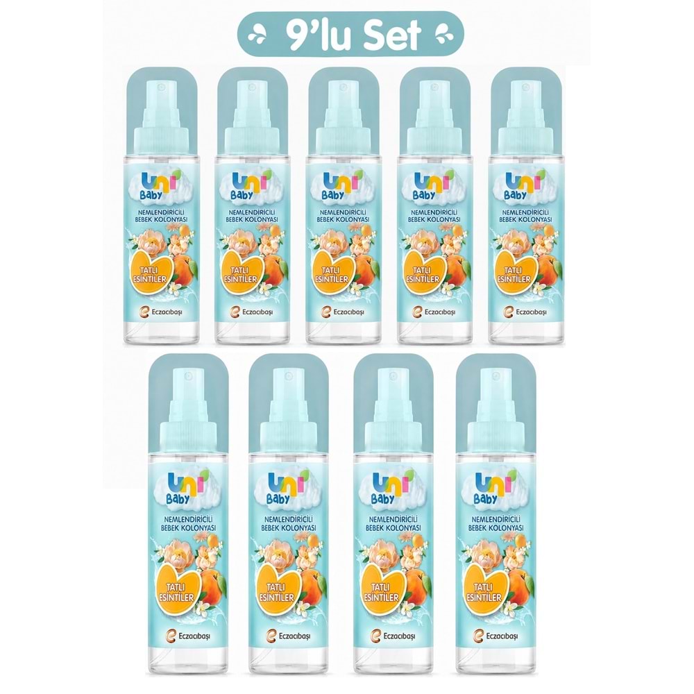 Uni Baby Bebek Kolonyası 150ML Nemlendiricili - Tatlı Esintiler (9 Lu Set)
