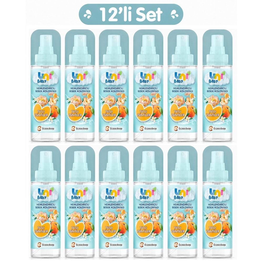 Uni Baby Bebek Kolonyası 150ML Nemlendiricili - Tatlı Esintiler (12 Li Set)