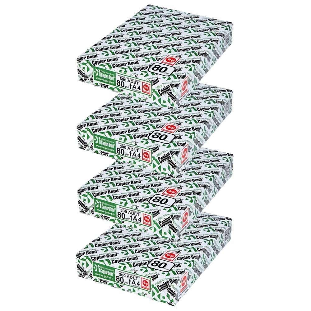 Copier Bond (Ve-Ge) A4 80GR/M2 Fotokopi Kağıdı 2000 Adet (4PK*500)