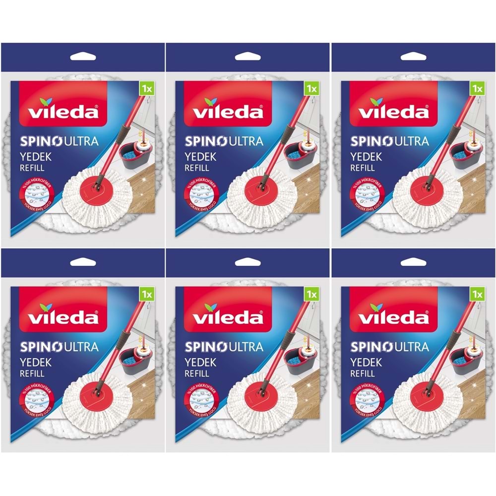 Vileda Spino Ultra Yedek Mop Paspas Ucu (%100 Mikrofiber) (6 Lı Set)