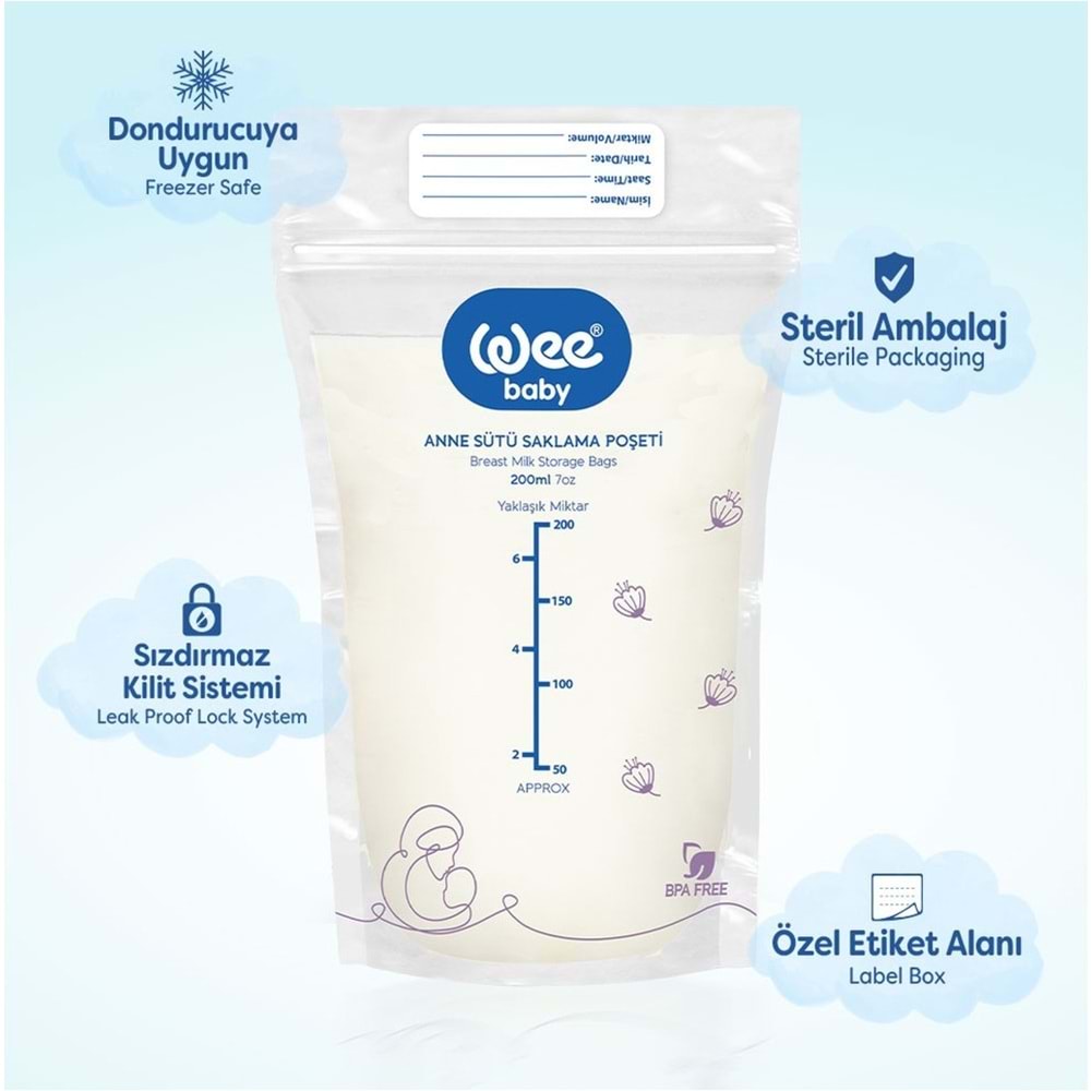 Wee Baby Anne Sütü - Süt Saklama Poşeti 360 Lı Set (Dondurucuya Uygun) (18PK*20)