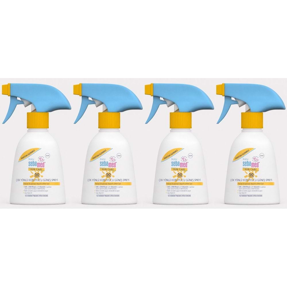 Sebamed Sun Care Bebek Güneş Losyonu Kremi Sprey 50+ 200ML PARFÜMSÜZ (Hassas Ciltler) (4 Lü Set)