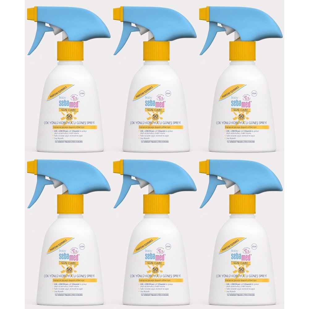 Sebamed Sun Care Bebek Güneş Losyonu Kremi Sprey 50+ 200ML PARFÜMSÜZ (Hassas Ciltler) (6 Lı Set)