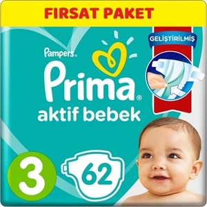Prima Bebek Bezi Beden:3 (6-10Kg) Midi 62 Adet Ekonomik Pk