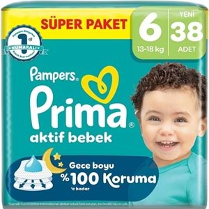 Prima Aktif Bebek Bebek Bezi 6 Beden 13-18 KG Extra Large 38 Adet Süper Pk