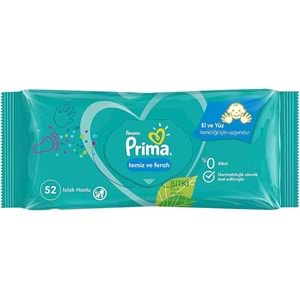 Prima Islak Havlu Mendil Temiz ve Ferah 52 Yaprak (Bitki Bazlı) Tekli Pk