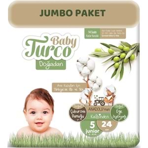 Baby Turco Bebek Bezi Doğadan Beden:5 (12-25KG) Junior 24 Adet Jumbo Pk
