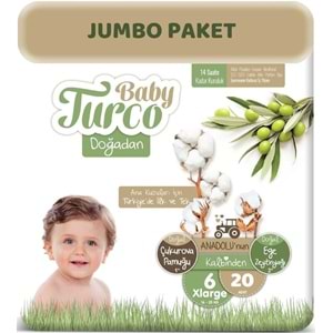 Baby Turco Bebek Bezi Doğadan 6 Beden (16+Kg) XLarge 20 Adet Jumbo Pk