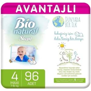 Sleepy Bebek Bezi Bio Natural Beden:4 (7-16Kg) Maxi 96 Adet Ultra Pk