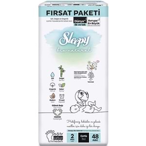 Sleepy Bebek Bezi Bio Natural Beden:2 (3-6KG) Mini 48 Adet Fırsat Pk